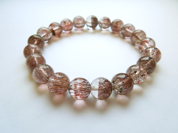 【一点物】レピドクロサイト・イン・クォーツ9mmストレートブレス(桐箱付き)