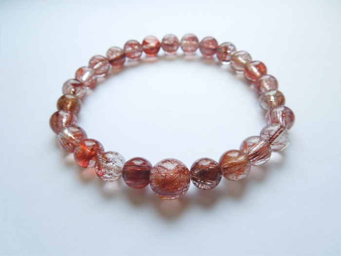 【一点物】レッドルチルクォーツ8mmブレス 共仕立(桐箱付き)